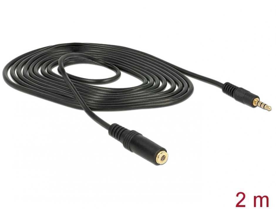 Imagine Cablu prelungitor audio jack 3.5mm 4 pini T-M 2m, Delock 84667