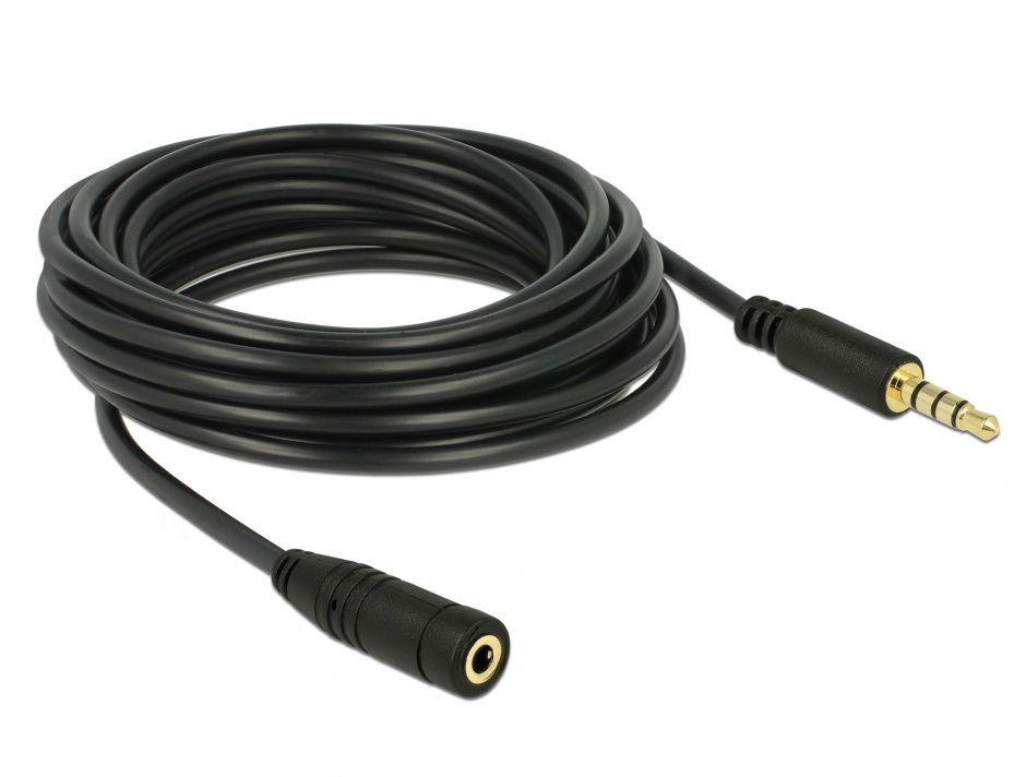 Imagine Cablu prelungitor audio jack 3.5mm 4 pini T-M 5m, Delock 84669