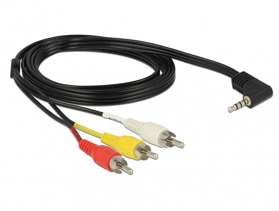 Imagine Cablu Stereo jack 3.5 mm 4 pini la 3 x RCA T-T 1.5 m, Delock 84724