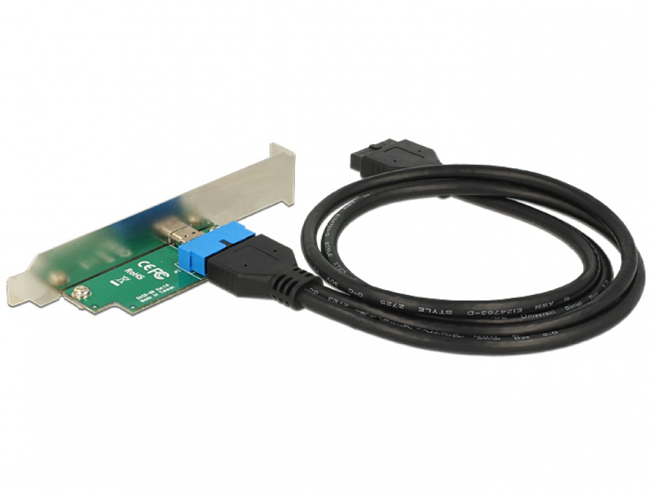 Imagine Bracket pin header USB 3.0 la 1 x USB tip C extern Low Profile, Delock 84755