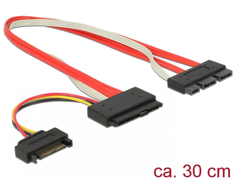 Imagine Cablu SATA Express 18 pini + alimentare SATA la SATA Express 29 pini T-T 30cm, Delock 84767