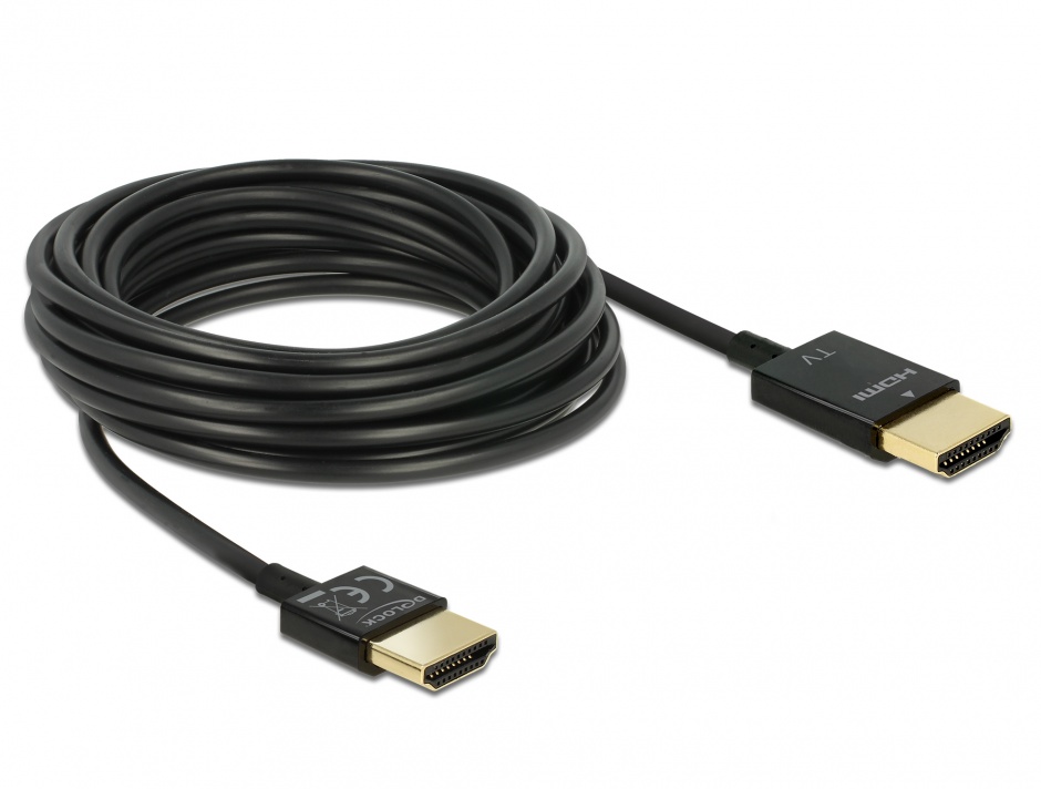 Imagine Cablu HDMI v2.0 3D 4K T-T 4.5m Activ Slim Premium, Delock 84775 