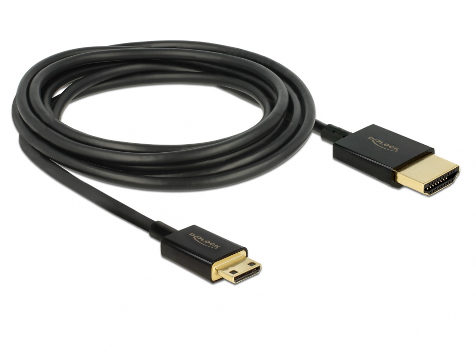Imagine Cablu HDMI la mini HDMI-C T-T 3D 4K 3m Activ Slim Premium, Delock 84779