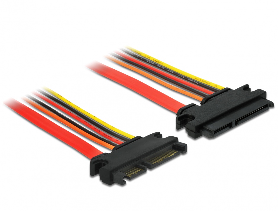 Imagine Cablu prelungitor SATA III 22 pini 6 Gb/s T-M (3.3V+5V+12V) 10cm, Delock 84917