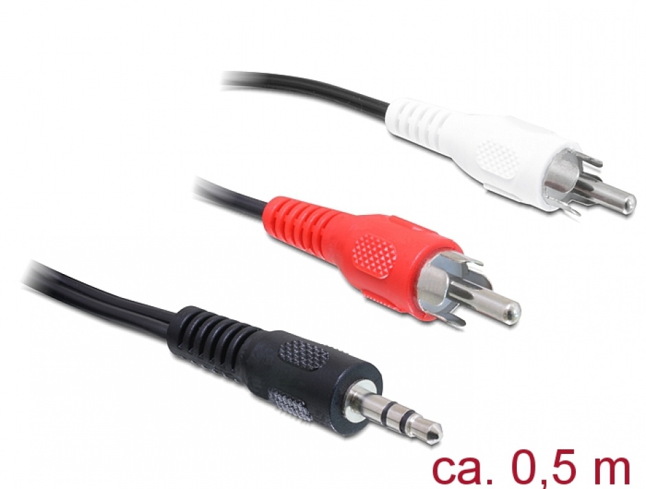 Imagine Cablu audio Jack stereo 3.5mm la 2 x RCA 0.5m, Delock 84941
