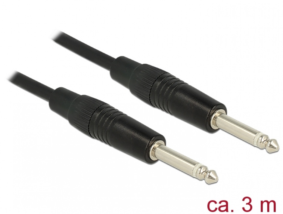 Imagine Cablu jack 6.35 mm Mono T-T 3m, Delock 85050