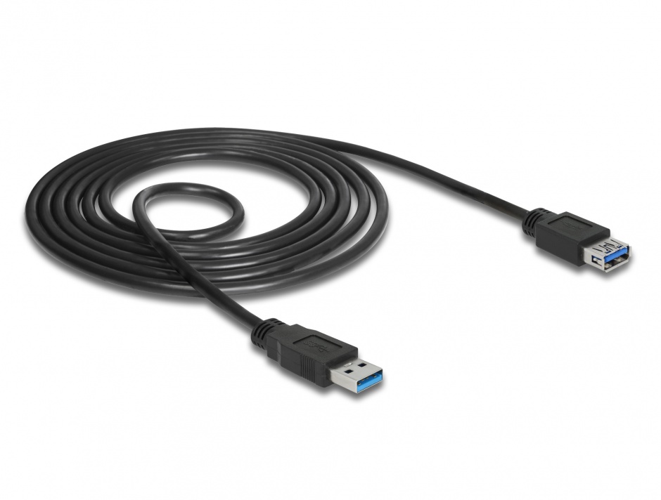 Imagine Cablu prelungitor USB 3.0 T-M 1.5m negru, Delock 85055 