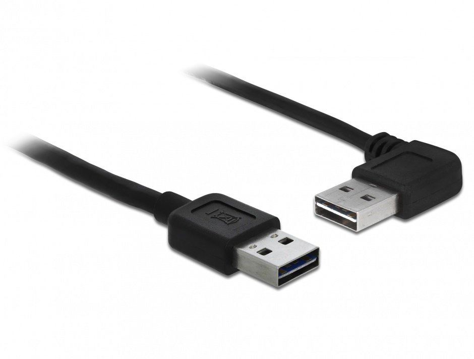 Imagine Cablu EASY-USB 2.0 tip A unghi stanga/dreapta T-T 0.5m Negru, Delock 85176