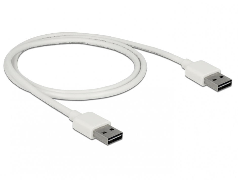 Imagine Cablu EASY-USB 2.0 tip A T-T 1m Alb, Delock 85193