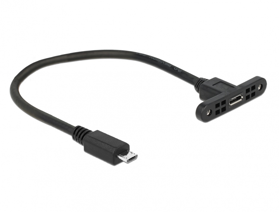 Imagine Cablu micro USB-B USB 2.0 panel-mount la micro-B USB 2.0 M-T 25cm, Delock 85245