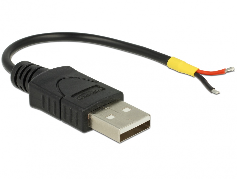Imagine Cablu USB 2.0-A la 2 x fire deschise Raspberry Pi 10cm, Delock 85250