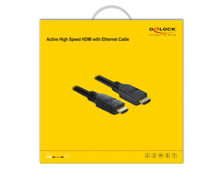 Imagine Cablu activ HDMI 4K60Hz T-T 20m Negru, Delock 85286 