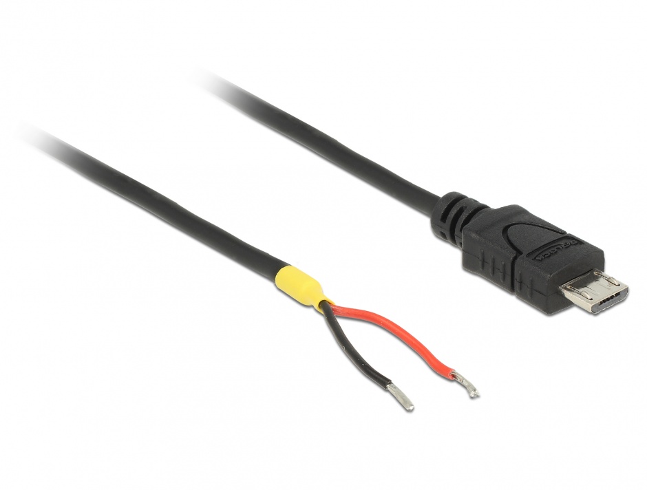 Imagine Cablu micro USB-B la 2 x fire deschise de alimentare Raspberry Pi 0.15m, Delock 85306