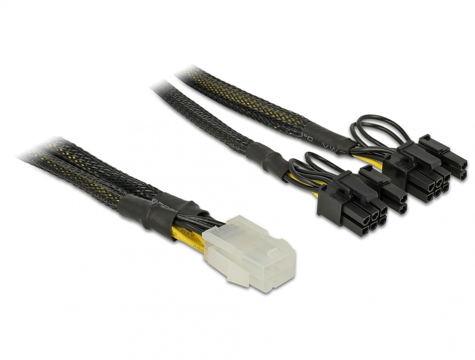 Imagine Cablu de alimentare PCI Express 6 pini la 2 x 8 pini M-T 30cm, Delock 85455