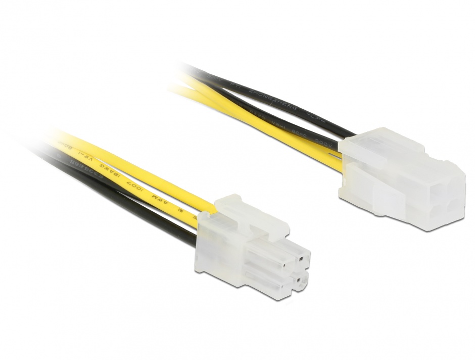 Imagine Cablu prelungitor alimentare P4 4 pini T-M 50cm, Delock 85458 