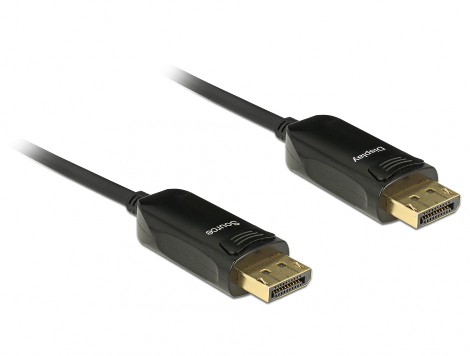 Imagine Cablu activ optic Displayport 1.2 4K 60Hz T-T negru 20m, Delock 85520