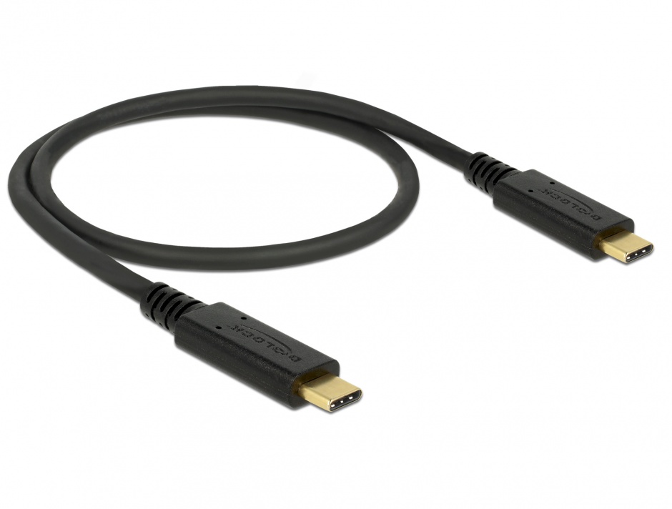 Imagine Cablu USB 3.1 Gen 2 (10 Gbps) Tip C la tip C T-T 0.5m 5A E-Marker, Delock 85529
