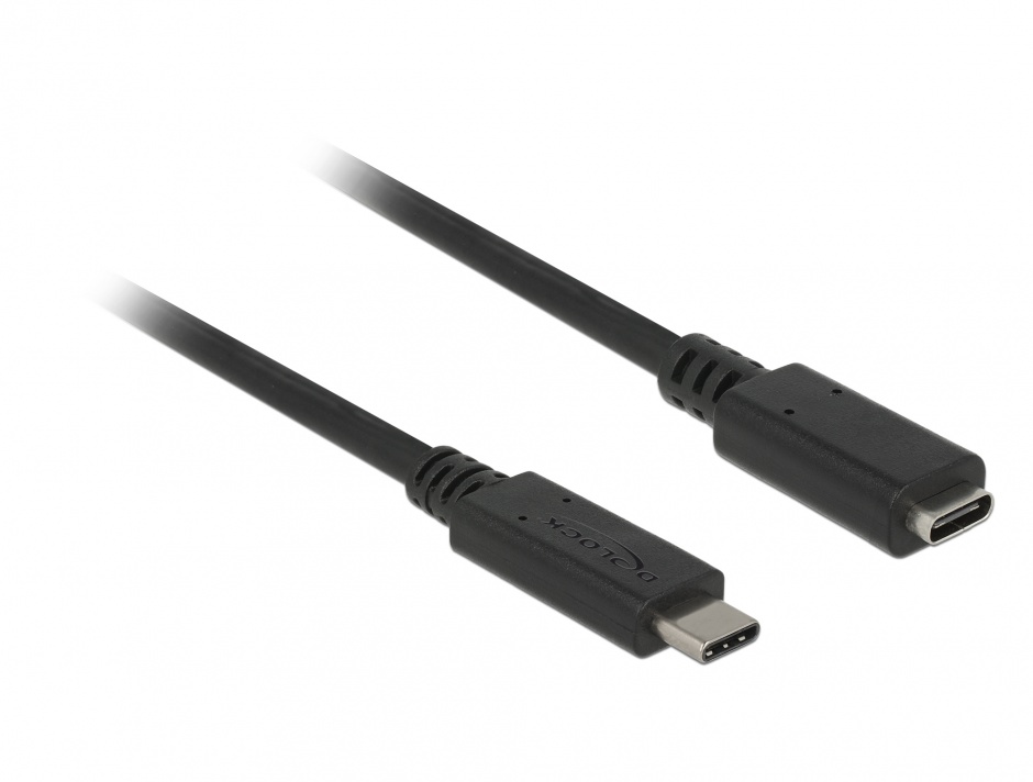 Imagine Cablu prelungitor USB 3.2 Gen2 tip C T-M 3A 1.5m Negru, Delock 85534