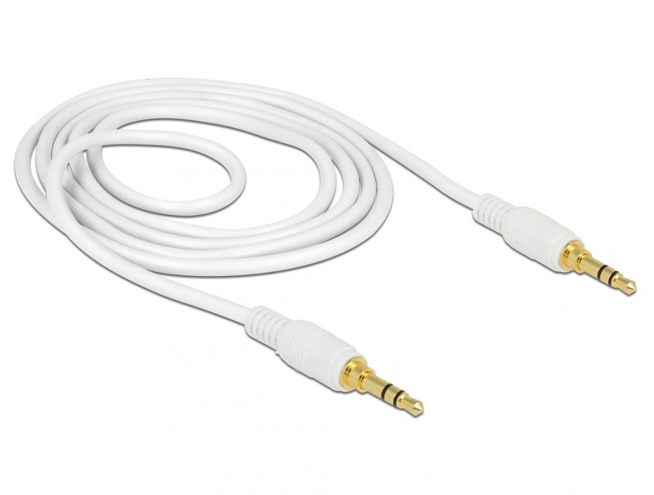 Imagine Cablu stereo jack 3.5mm 3 pini (pentru smartphone cu husa) Alb T-T 1m, Delock 85548