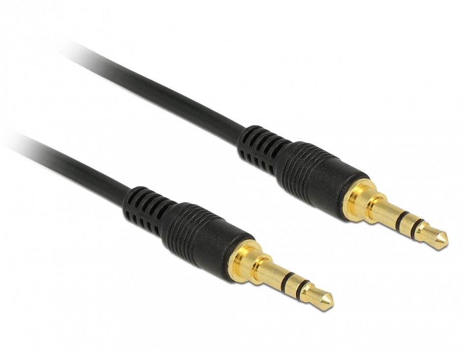 Imagine Cablu audio jack stereo 3.5mm (pentru smartphone cu husa) T-T 2m negru, Delock 85549