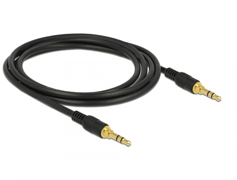 Imagine Cablu audio jack stereo 3.5mm (pentru smartphone cu husa) T-T 2m negru, Delock 85549