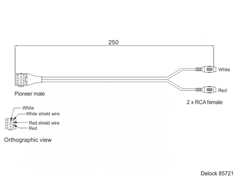 Imagine Cablu audio Pioneer la 2 x RCA rosu\alb T-M 25cm, Delock 85721
