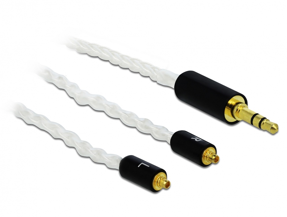 Imagine Cablu audio jack stereo 3.5mm 3 pini la 2 x MMCX T-T 1.2m, Delock 85845