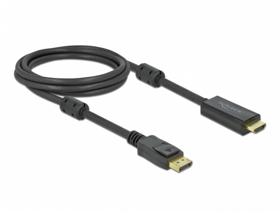 Imagine Cablu activ DisplayPort 1.2 la HDMI 4K60Hz T-T 2m Negru, Delock 85956