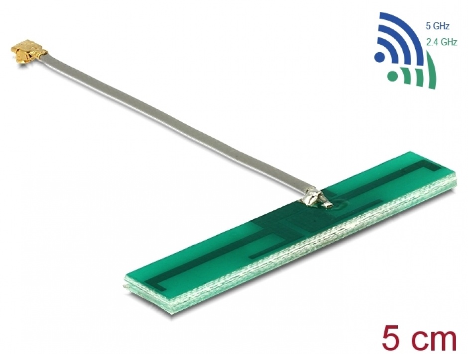 Imagine Antena WLAN MHF/U.FL-LP-068 Compatibila 802.11 ac/a/h/b/g/n 3 dBi 50 mm PCB Intern, Delock 86246