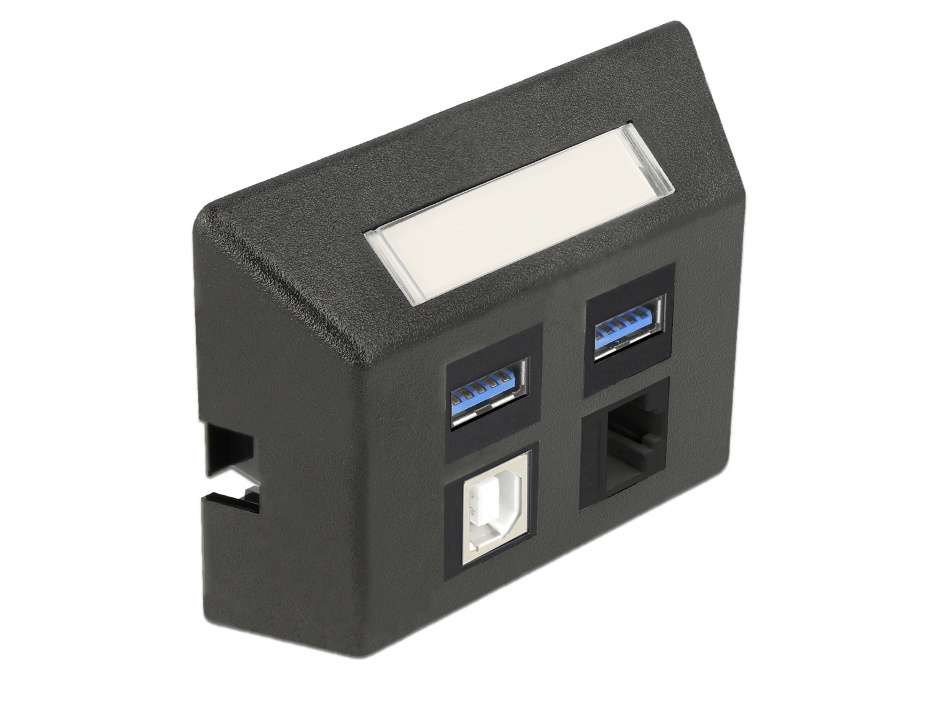 Imagine Priza cu 4 porturi Keystone pentru instalare mobila Negru, Delock 86297