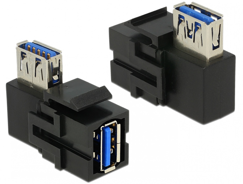 Imagine Modul keystone USB 3.0 A M-M unghi 90 grade negru, Delock 86360