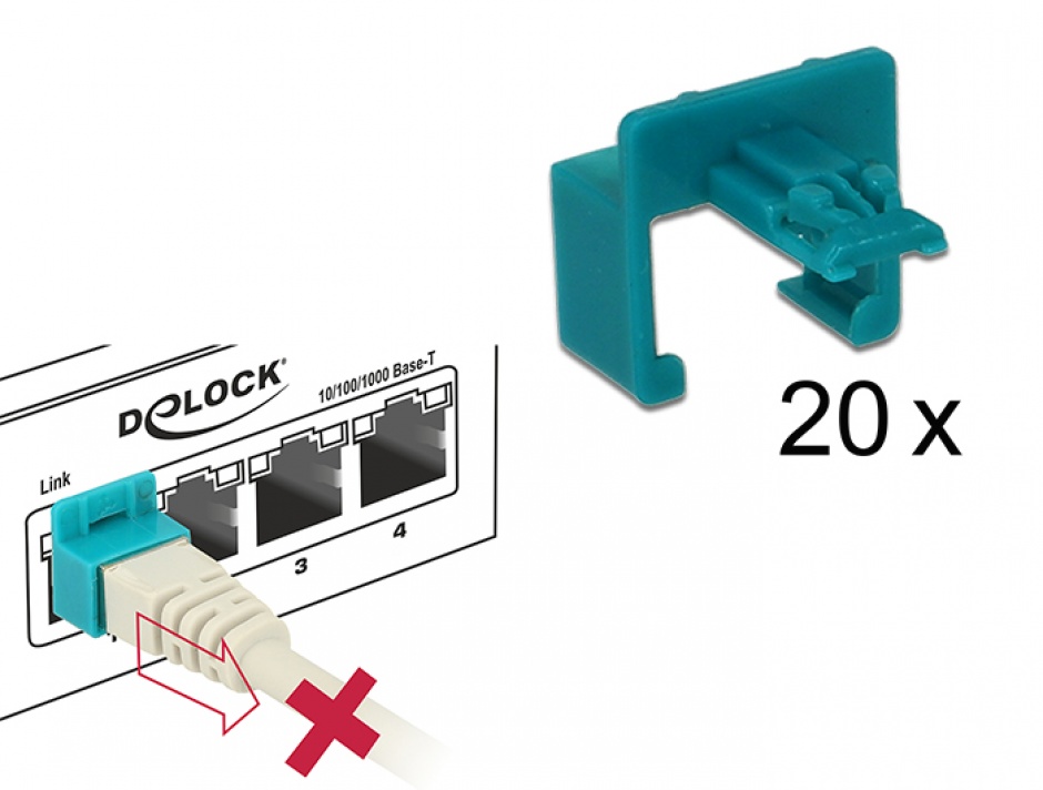 Imagine Set 20 buc clips securizare mufa RJ45, Delock 86406