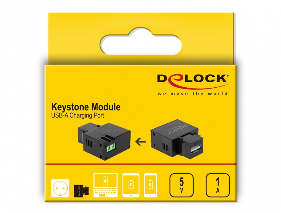 Imagine Keystone cu 1 x USB-A mama 5V/1A, Delock 86505