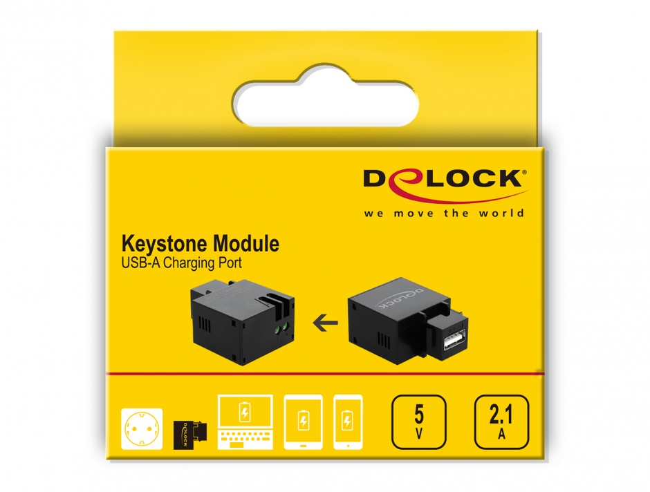 Imagine Keystone cu 1 x USB-A mama 5V/ 2.1A, Delock 86506