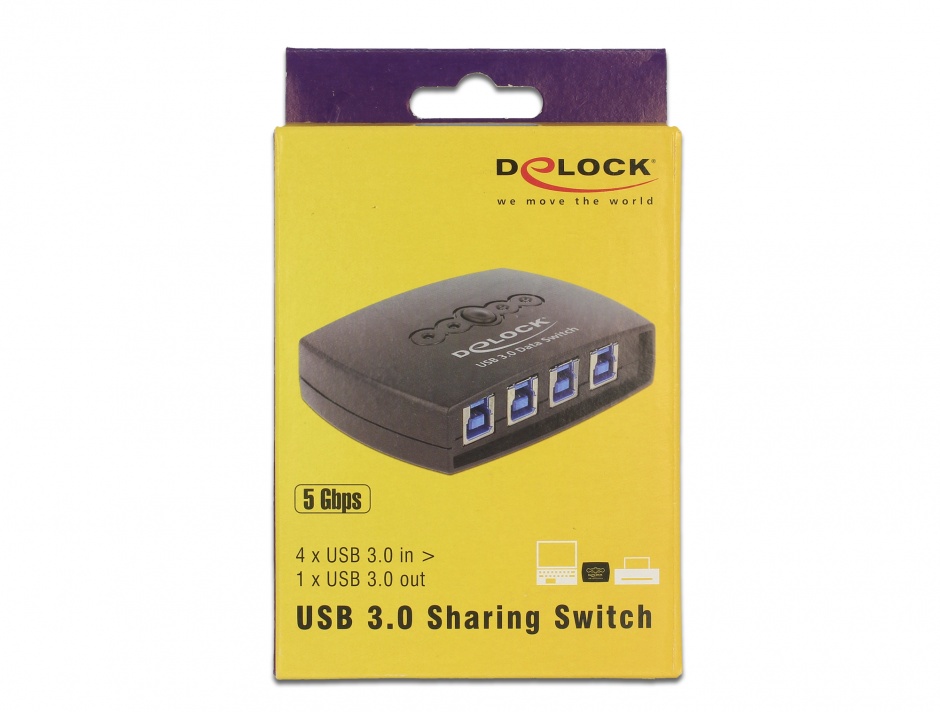 Imagine Sharing Switch USB 3.0 4 PC x 1 periferica, Delock 87724