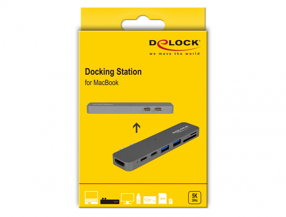 Imagine Docking Station pentru Macbook 2 x Thunderbolt 3/USB-C la 1 x HDMI, 2 x USB-A, 2 x USB-C, 1 x slot m
