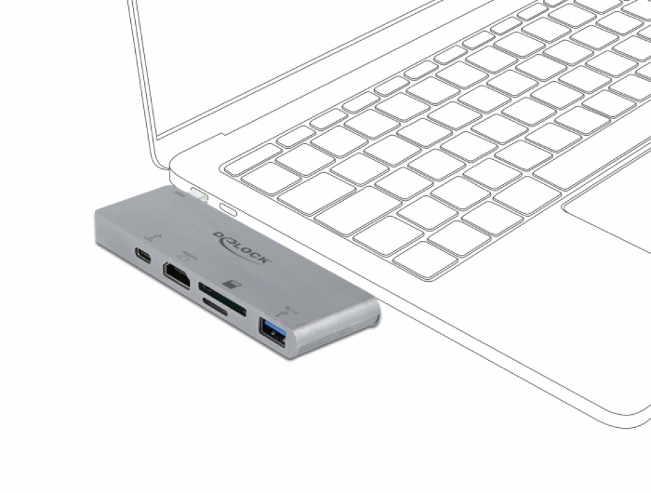 Imagine Docking Station pentru MacBook USB 3.1-C la HDMI / 1 x SD / 1 x micro SD cu PD 3.0, Delock 87745