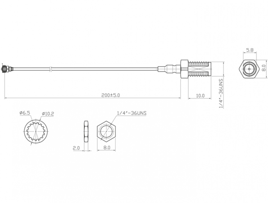 Imagine Conector pentru montarea antenei WLAN RP-SMA jack bulkhead la MHF I plug 1.13 20cm, Delock 88420