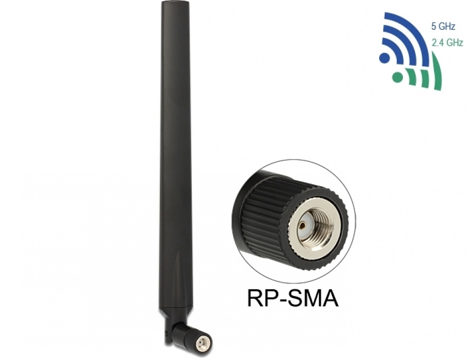 Imagine Antena WLAN 802.11 ac/a/h/b/g/n RP-SMA 5 - 7 dBi omnidirectional, Delock 88899