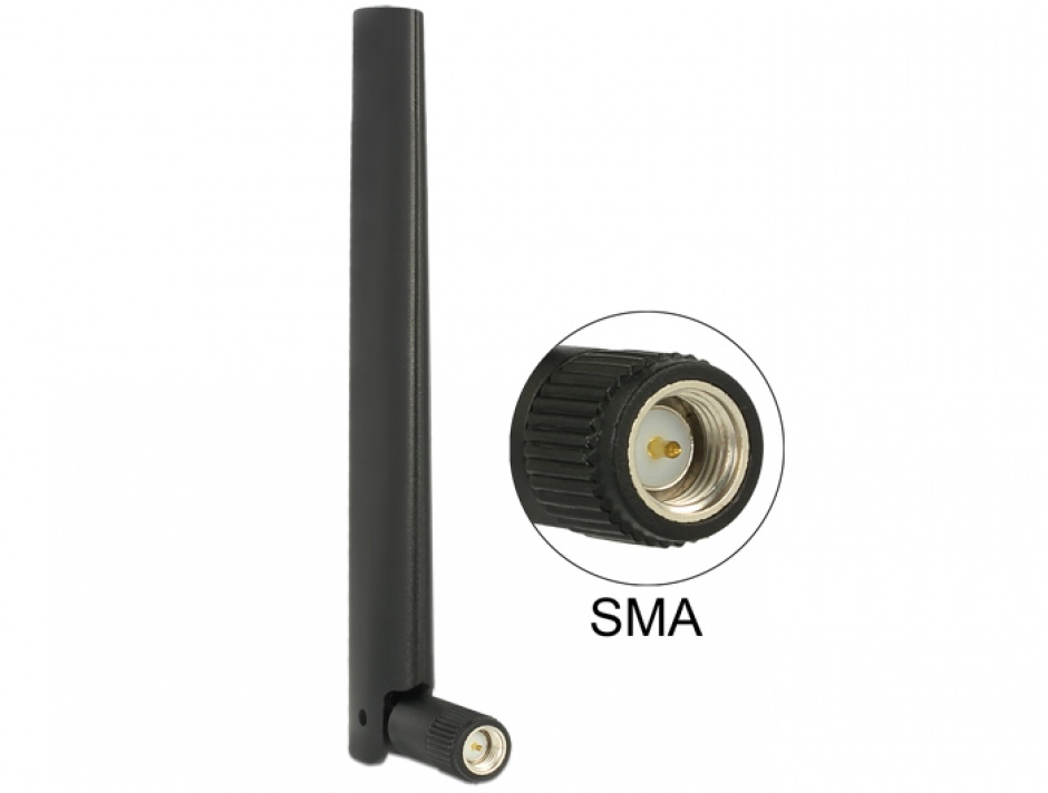 Imagine Antena ZigBee Multi Bluetooth, GSM, LTE, UMTS, WLAN IEEE 802.11 b/g/n SMA 1 ~ 4.3 dBi Omnidirectional Joint Black, Delock 88968