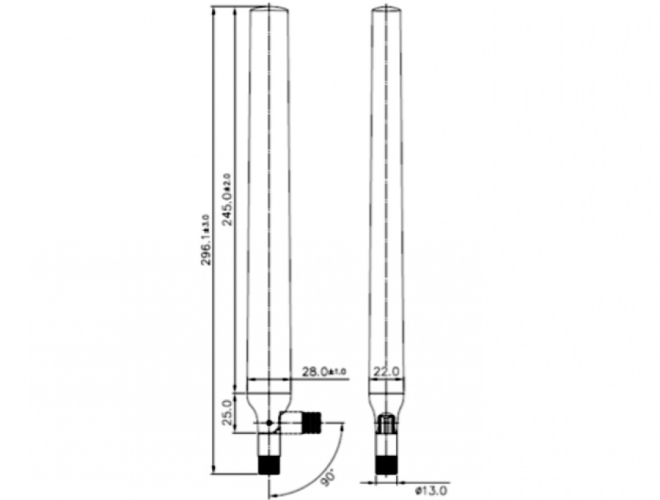 Imagine Antena WLAN RP-SMA 802.11 ac/a/h/b/g/n 5.5 ~ 9 dBi Omnidirectional Joint Black, Delock 88991