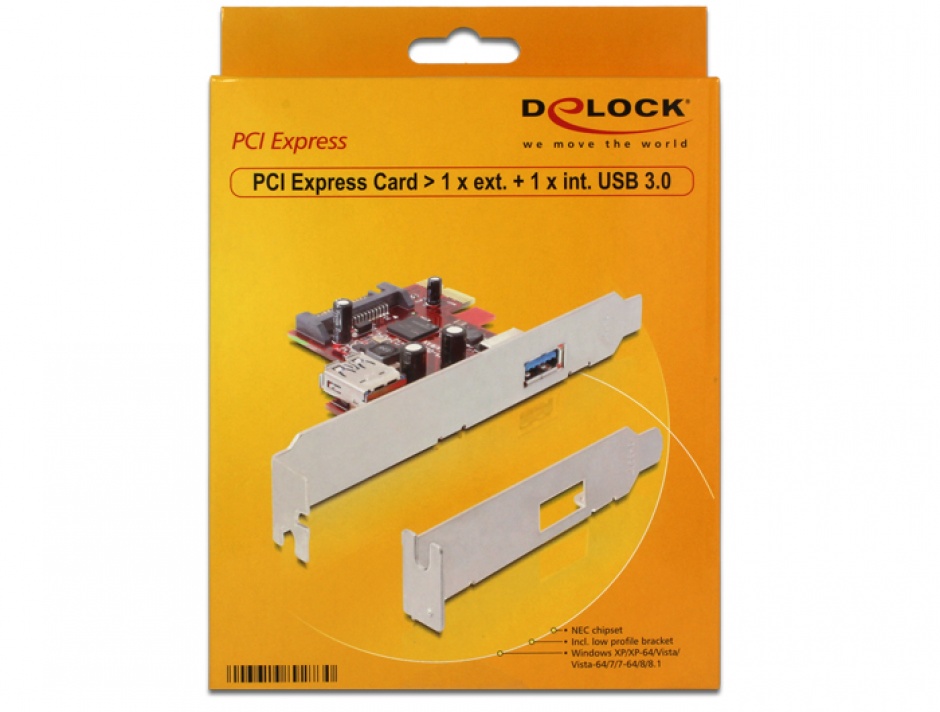 Imagine Placa PCI Express la 1 x USB 3.0 extern si 1 x USB 3.0 intern, Delock 89273