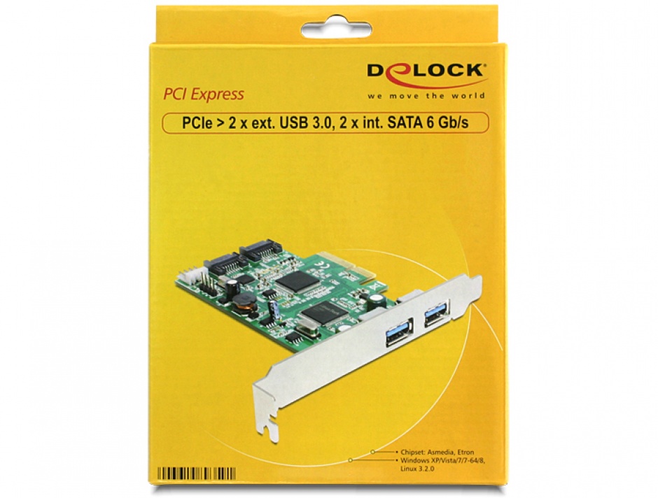 Imagine PCI Express cu 2 x USB 3.0 externe , 2 x SATA 6 Gb/s interne, Delock 89359