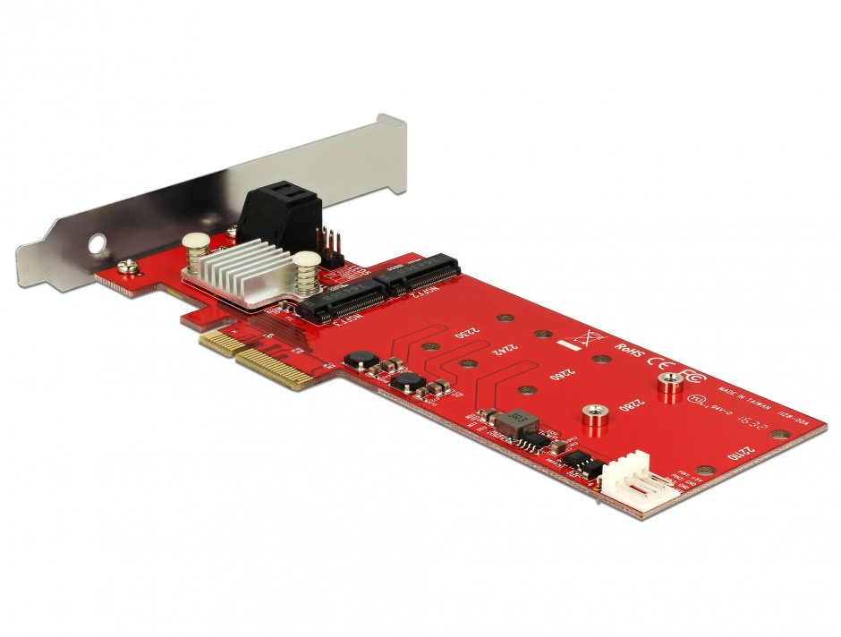Imagine PCI Express la 2 x M.2 NGFF + 2 x SATA 6 Gb/s cu RAID, Delock 89379