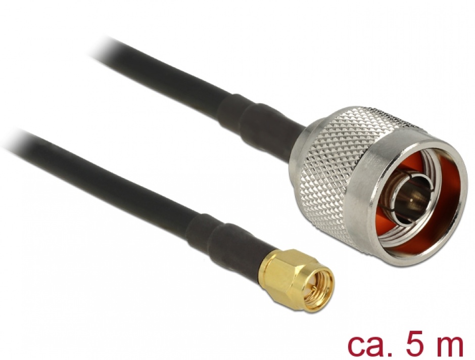 Imagine Cablu antena  N plug la SMA plug CFD200/RF200 5m low loss, Delock 89418