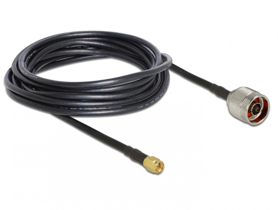 Imagine Cablu antena N plug la SMA plug CFD200/RF200 5m low loss, Delock 89418