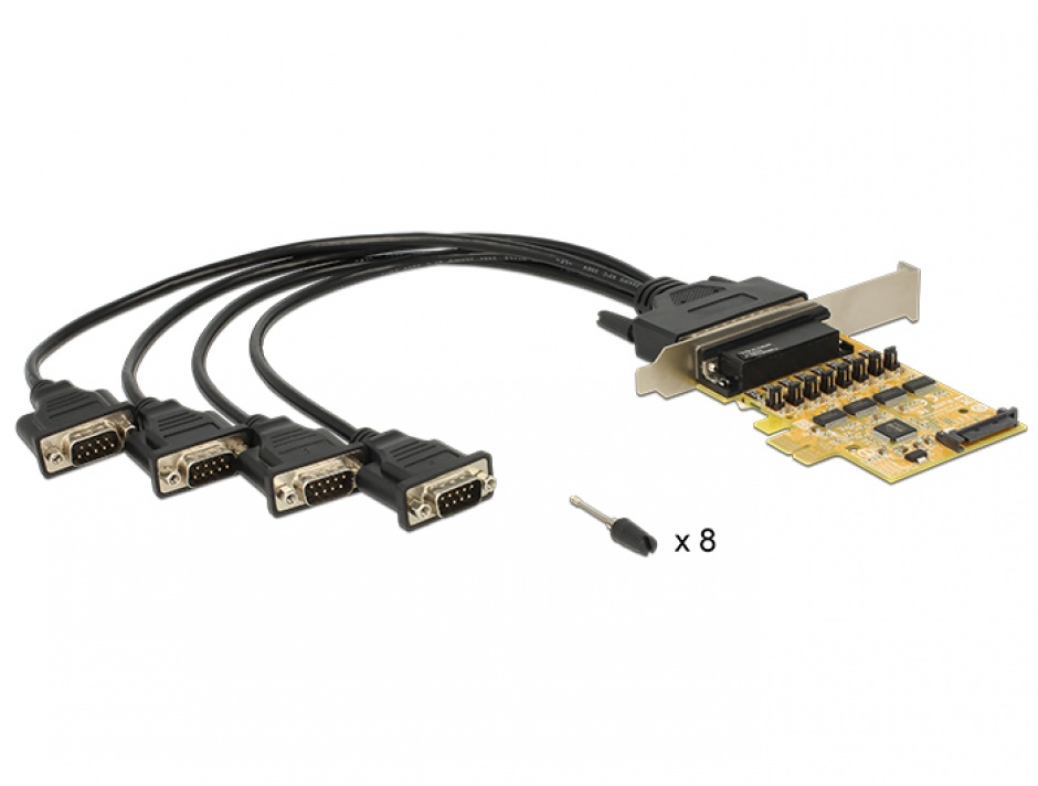 Imagine PCI Express cu 4 x Serial RS232 cu voltage supply, Delock 89447