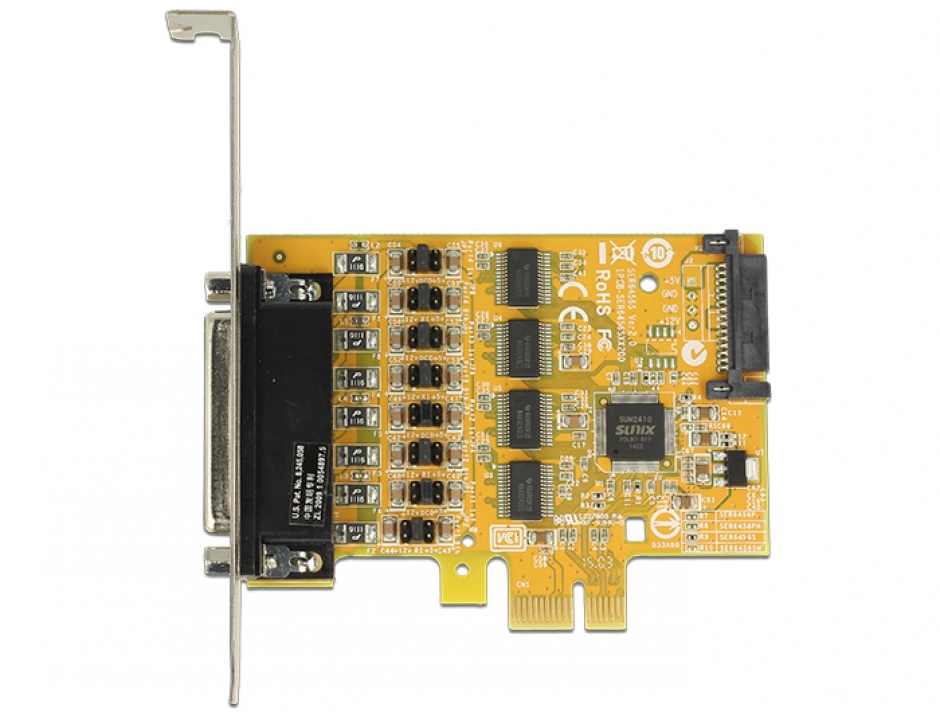 Imagine PCI Express cu 4 x Serial RS232 cu voltage supply, Delock 89447