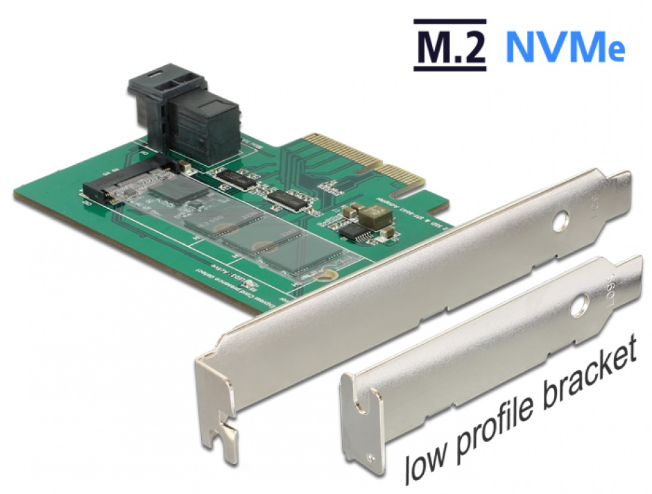 Imagine PCI Express Card la 1 x internal NVMe M.2 PCIe / 1 x internal SFF-8643 NVMe  Low Profile Form Factor, Delock 89517
