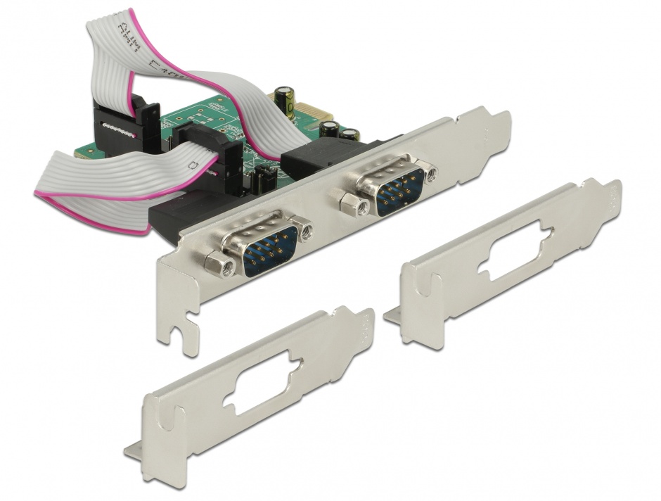 Imagine PCI Express la 2 x Serial RS-232 high speed 921K cu voltage supply, Delock 89641